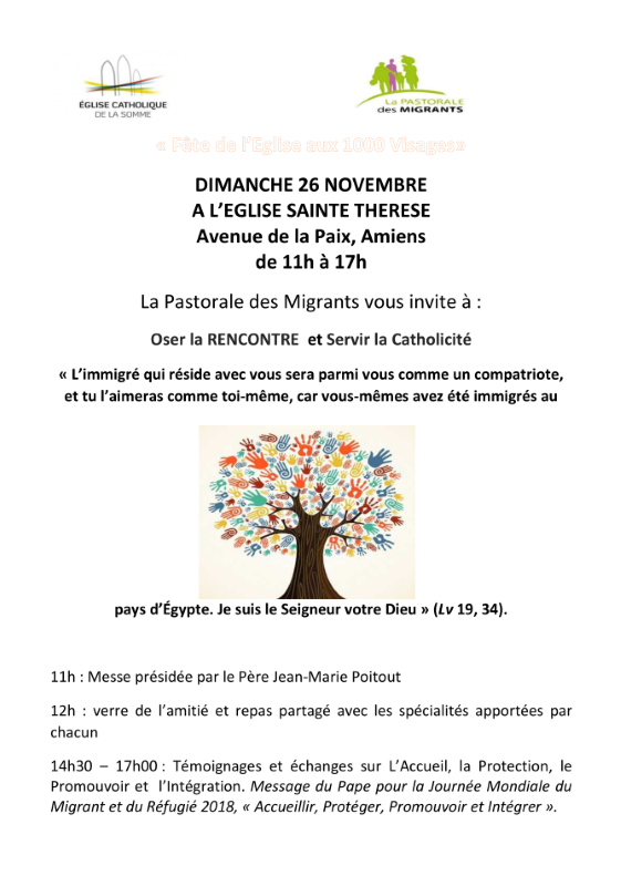 Invitation de la pastorale des migrants.